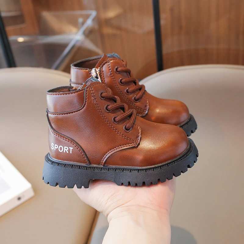 Boots Childrens Boot for Boy British Style Toddlers Black Brown Short Boots Non-slip Leather Kids Fashion Causal Girls Ankle Boots H241018