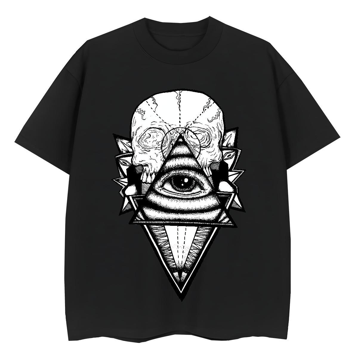 Fashion Casual T-Shirts for Women 230g 100% Cotton Breathable Crew Neck Spring Summer eye of the devil Women Tees Female Customized Clothings