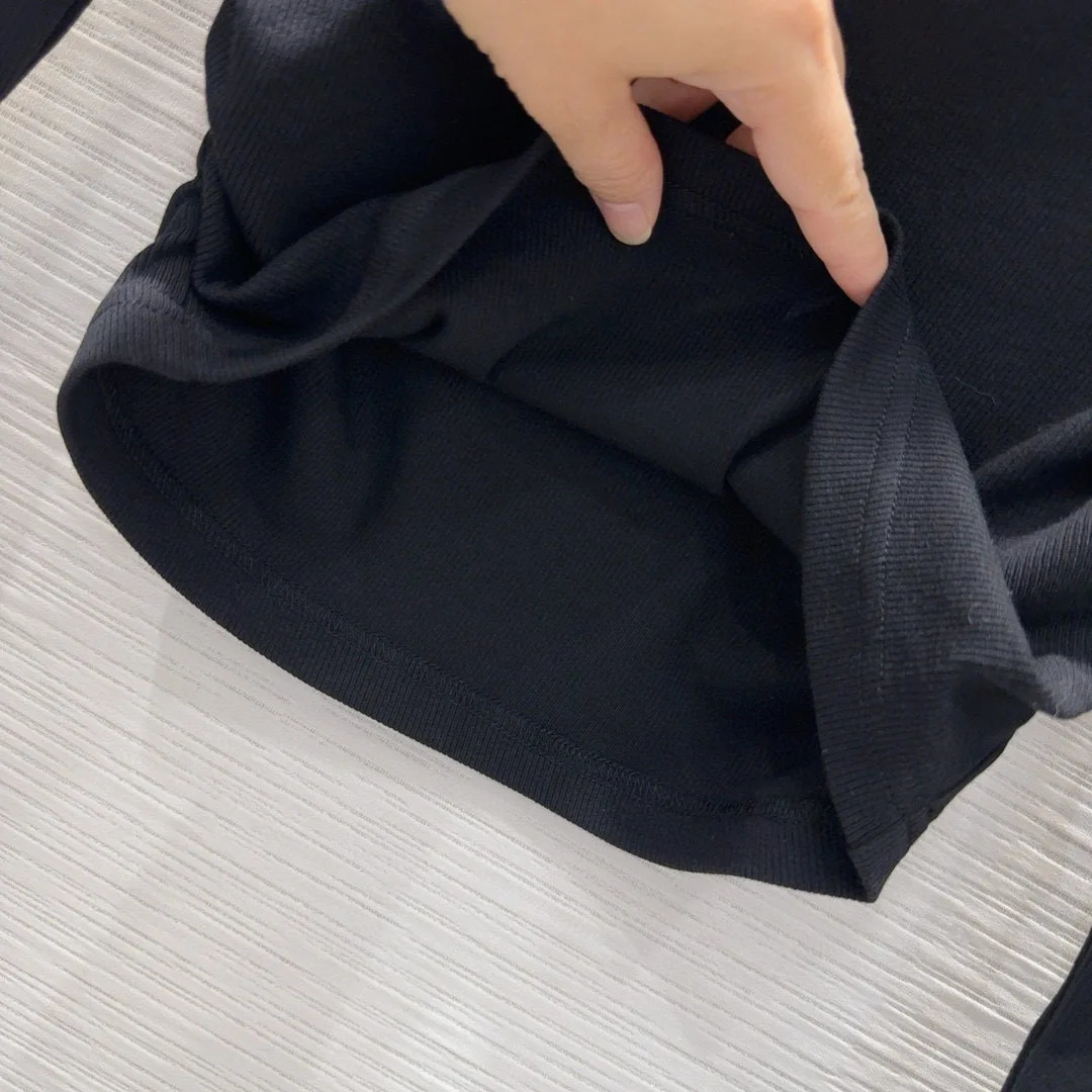 Fashion Black Halfhigh Collar Womens Longsleeved Bottoming Shirt 24 Autumn Sexy Slim Elastic Corp Top Basic 2CT 241018