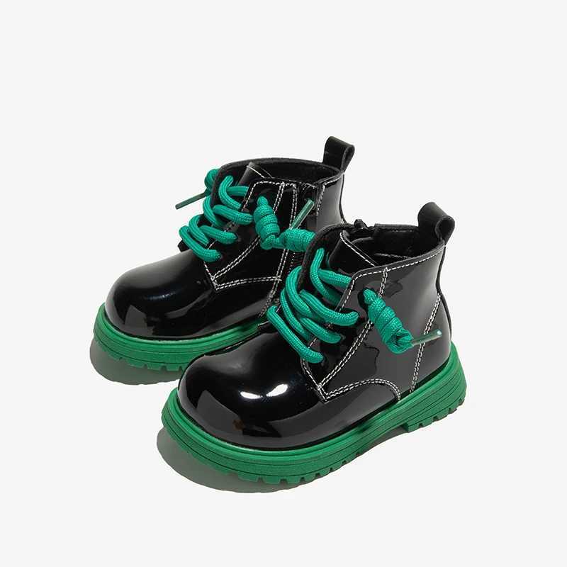 Boots Boys Short Boots Autumn Soft Soled Girls Simple Glossy Kids Fashion Versatile Multicolor Sole Side Zipper Casual Child Boots PU H241018