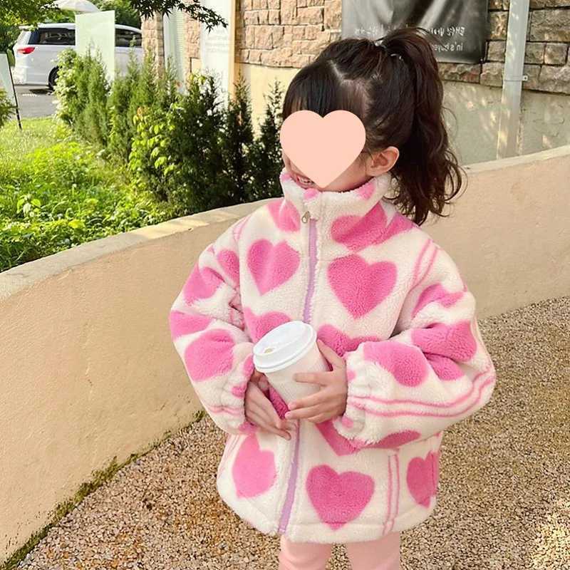 New Winter Clothing Girls Coat Lambswool Super Thick Wool Lining Love Coat M241018