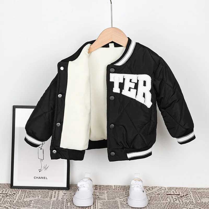 New Childrens Wool Baseball Jacket Autumn/Winter Warm Jacket Fashion Letter Pattern Jacket Childrens Clothing 1-5 Years M241018