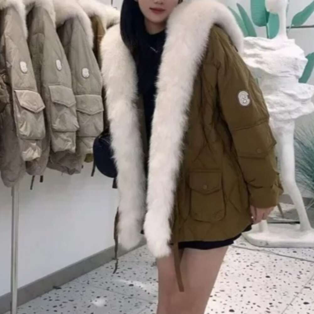 2024 White Winter Down Big Fox Collar High Street Real Fur Clothing Women's Coat