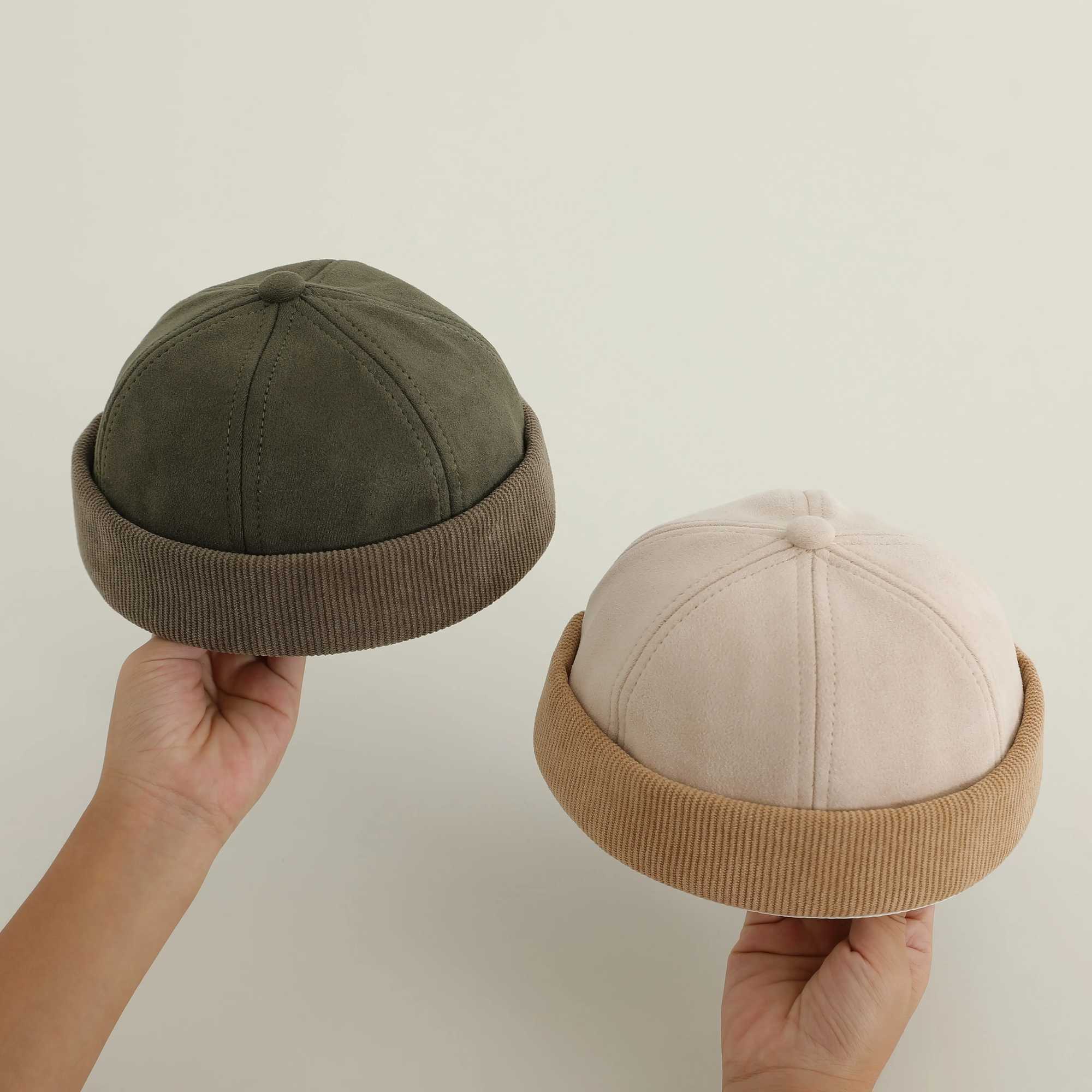 Autumn Winter Kids Landlord Hats Brimless Solid Color Adjustable Boy Girl Sunshade Melon Hats Children Docker Caps LX241018