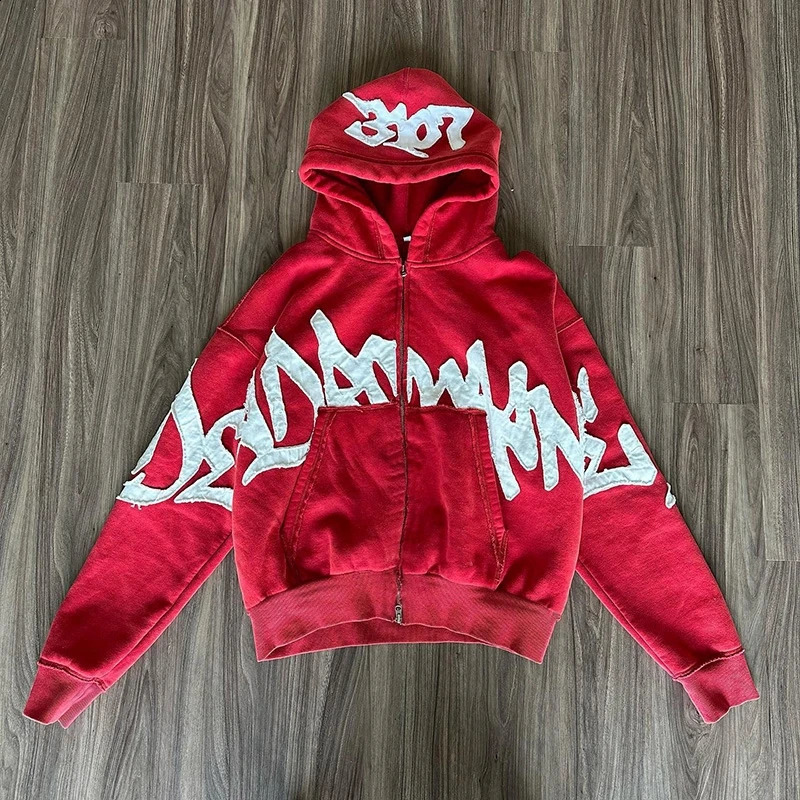 Mens Fashion Y2K Zipper Hoodie Aesthetic Graphic Printing Gothic Street Clothing Punk Clothing Hip Hop Extra Large Zipper Hoodie Sweater 241007