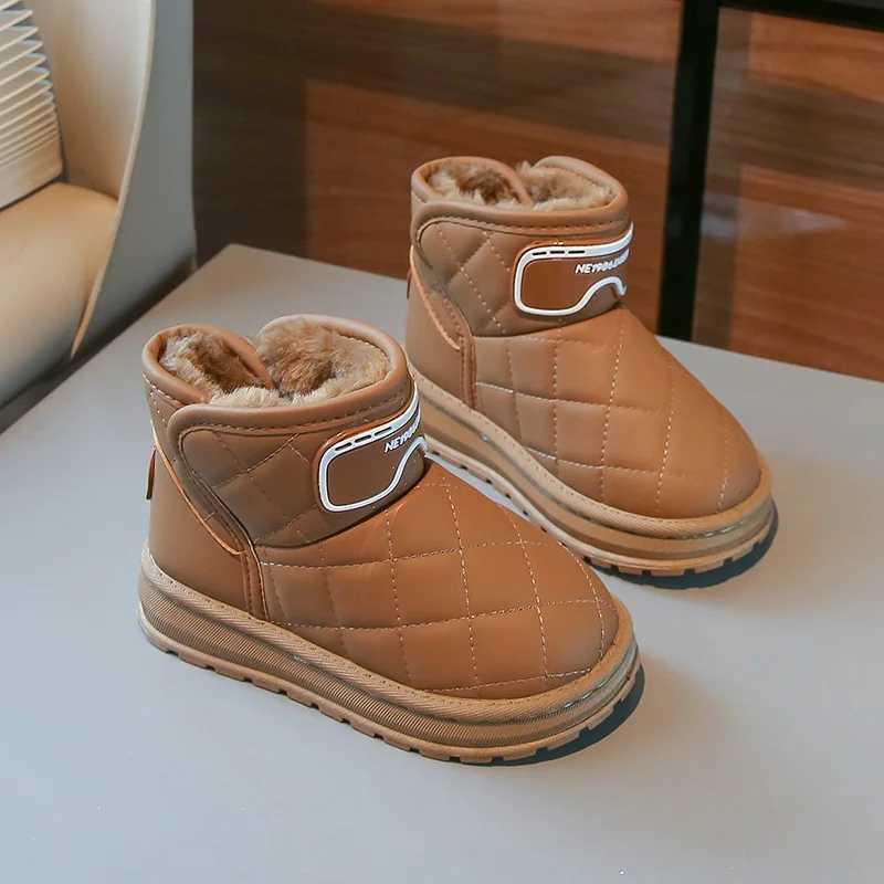 Boots Children Snow Boots for Boys Girls Medium Big Kids Autumn Winter Warm Thermal Thick Plush Cotton Ankle Boots 2024 New Classic H241018