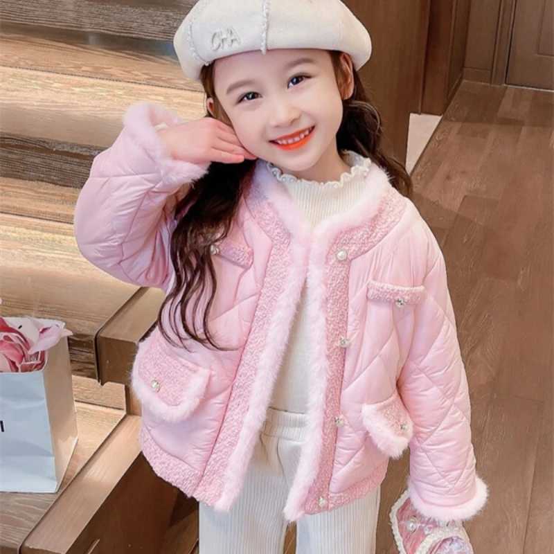 Girls outerwear winter cotton windproof princess warm and thick youth plus size sportswear childrens clothing M241018