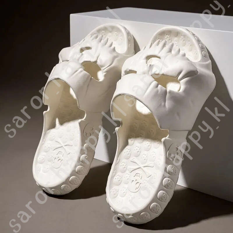 New Personalized Skull Design Men Slippers 2023 Summer Outdoor Fun Novelty Slide Thick Sole Platform Beach Non-Slip Women Sandal 347