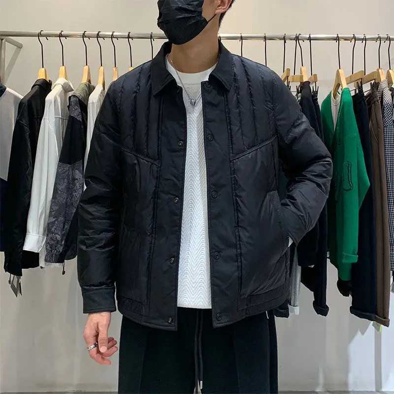 2023 Men Winter Fashion Warm Casual Windproof Parka Coats Male Short Cotton-padded Jackets Men Turn-down Collar Overcoats F507 LX241018