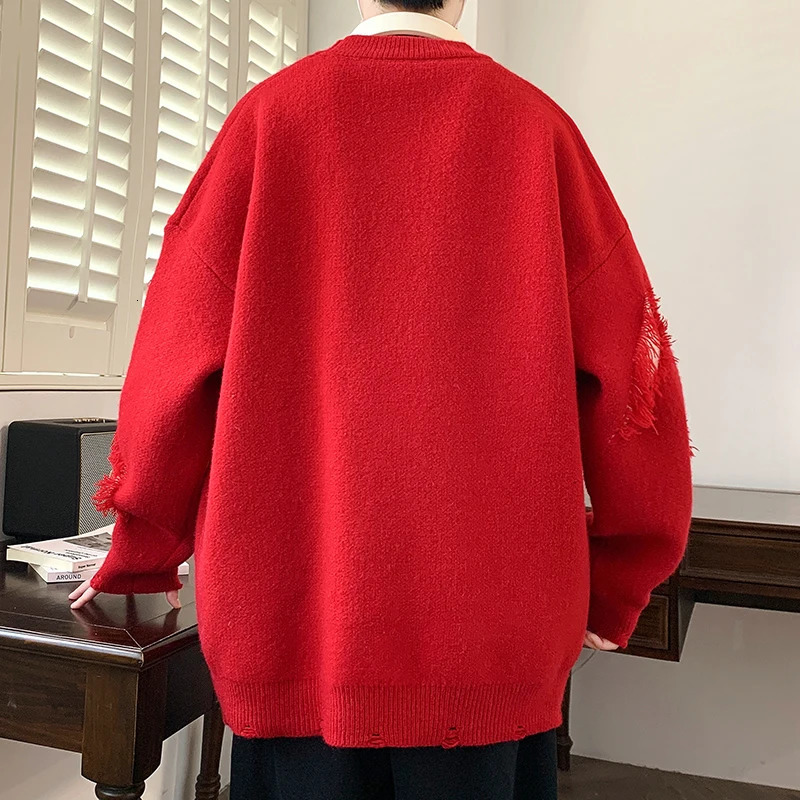 Autumn Fall Winter Fashion Round Neck LongSleeved Knitted Pullover Mens Sweaters Casual Versatile Loose Men Sweater 241018