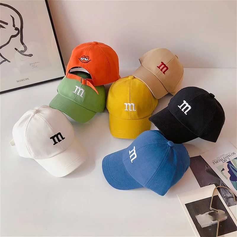 Kids Letter Baseball Cap Korean Embroidered Snapback Hat for Boy Girl Summer Solid Color Adjustable Kids Cotton Sun Hats LX241018