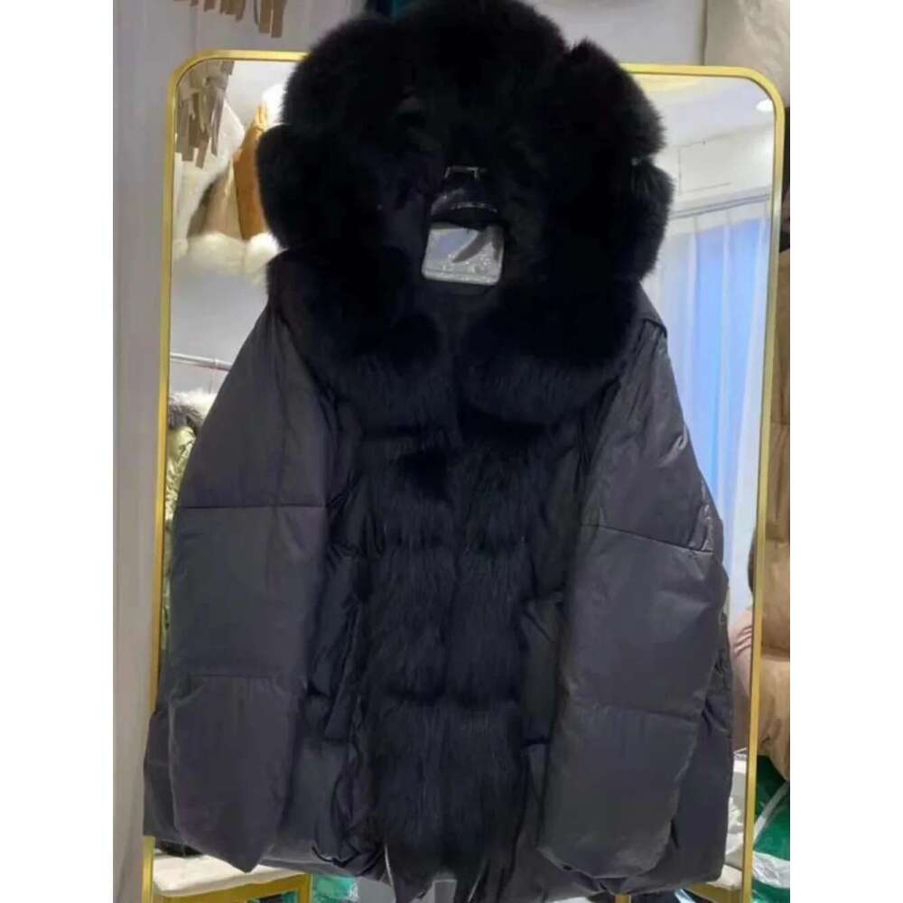 2024 New Winter Real Coat White Duck Down Jacket Women Oversize Fox Collar Big Fur Thick Warm Outerwear