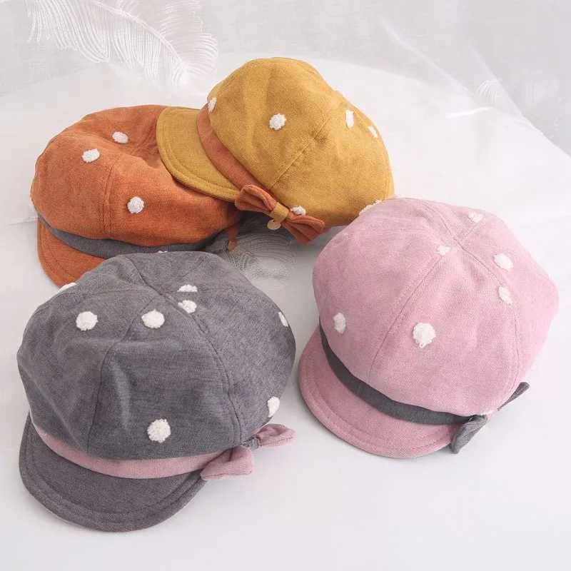 Cute Bow Princess Baby Girl Hat Kids Retro Style Beret Hats for Girls Fashion Spring Winter Children Cap Baby Accessories 2-6Y LX241018