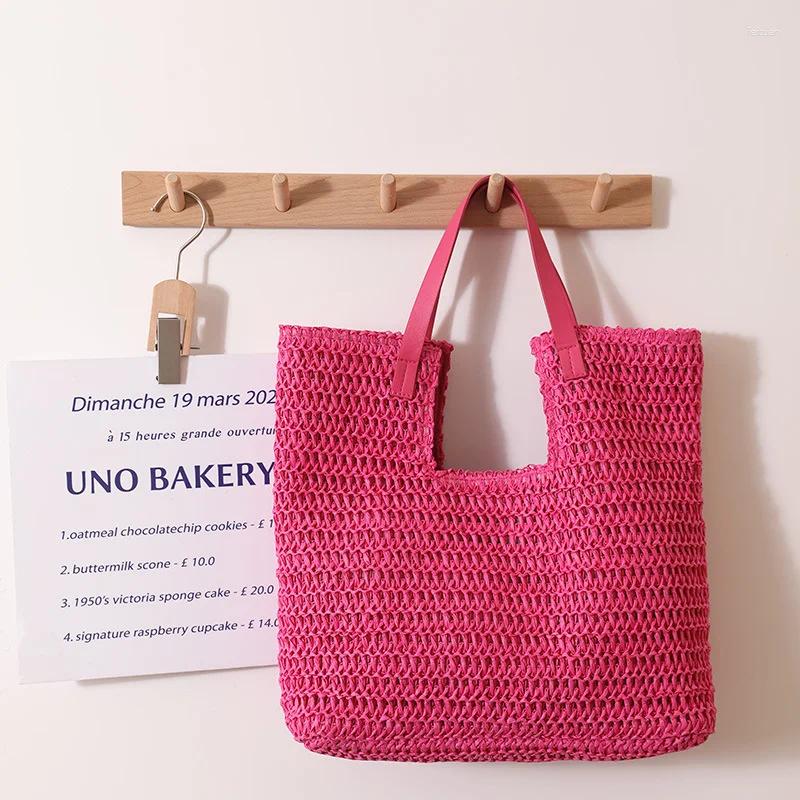 2025 new totes womens shoulder bags large capacity tophandle handbag hollow paper straw woven bag simple casual zhanyishengli