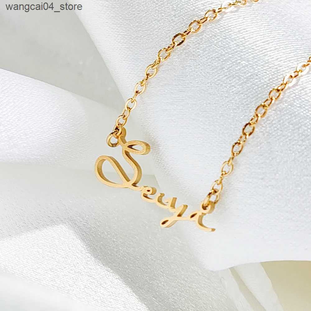 Chokers Customized Stainless Steel Initial Name Necklace Customized Personalized Letter Necklace Pendant Name Gift Direct Shipping L240910