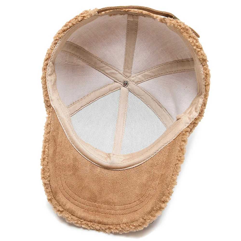 Fashion Winter Men Women Baseball Cap Artificial Lamb Wool Hats Version Tide Warm Cap Plush Baseball Caps Autumn Baseball CapX241018