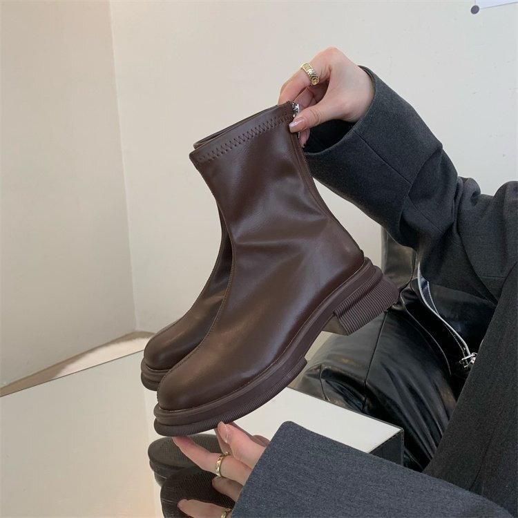 Upgraded Winter Martin Boots for Women 2024 New Autumn Edition with Fleece British Thick Bottom Height Increase and Slimming Short Boots for Women