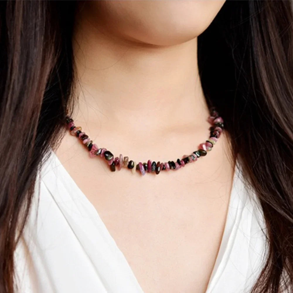 Natural stone irregular electrical stone bead necklace womens necklace mens energy jewelry unisex 5-8mm optional length 241018