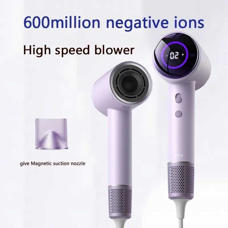 New high-speed anion hair dryer LED display screen hair dryer with nozzle 110V 220V 1600W high power W241018