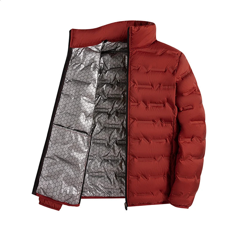 Graphene Self-heating Down Jacket Men Solid Windproof Pleated Down Jackets Stand Collar Classical Warm Winter Jackets Male 241017