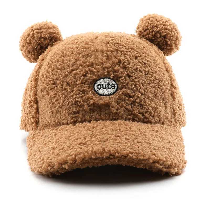 Baseball cap personality retro female autumn and winter plush cute ear warm cap outdoor men travel sports cold warm cap wholesalX241018