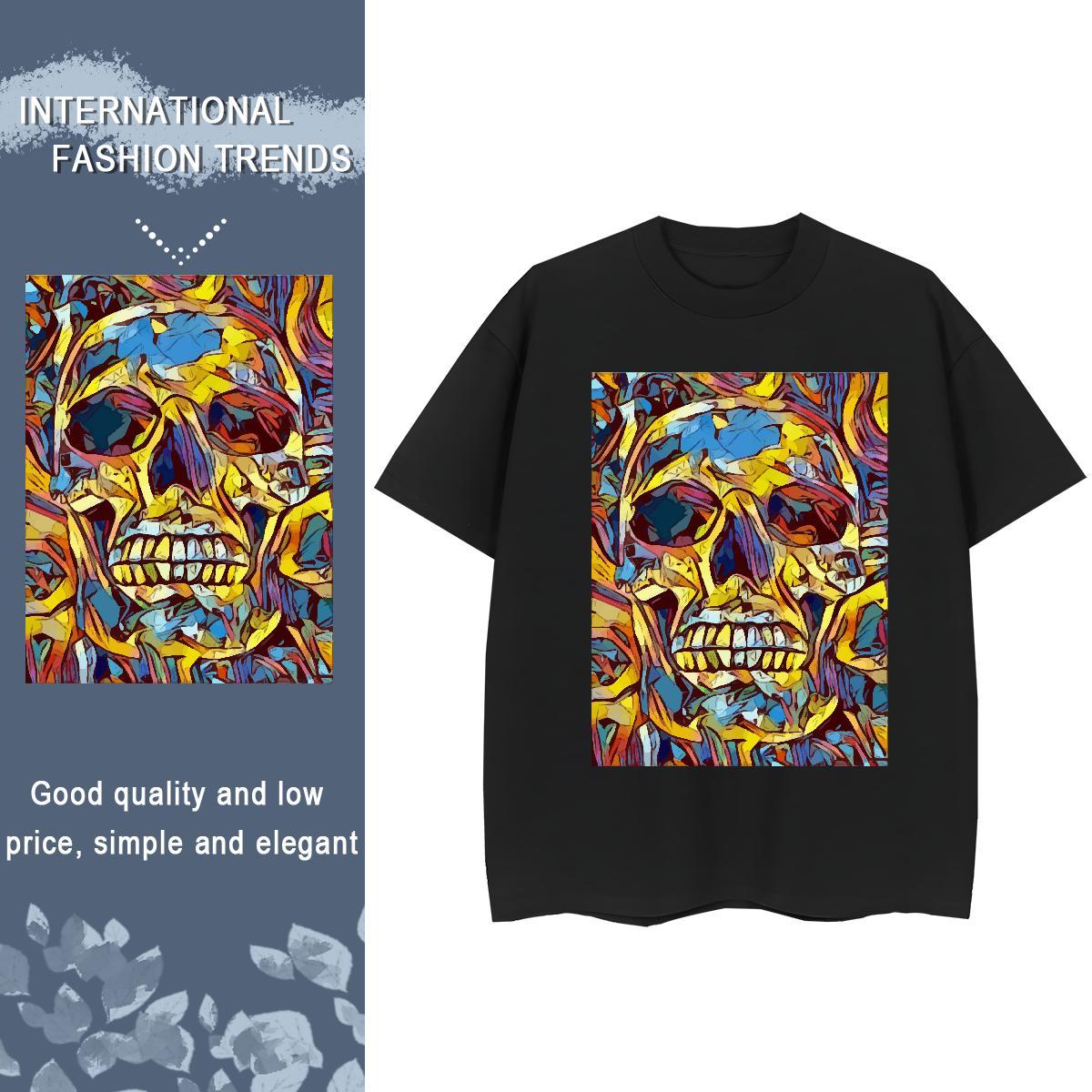 Fashion T shirt 230g Cotton Short Sleeve O-Neck Sport skull Lady T shirt Designer Customized Top Tees