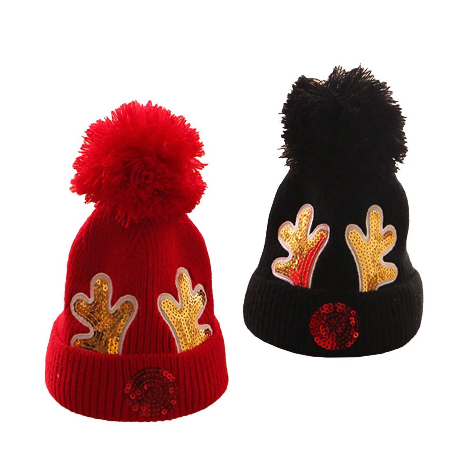 Citgeett Autumn Christmas Kids Boys Girls Woolen Hat Unisex Sequins Patterns Knitted Hat Beanie for Autumn Winter LX241018