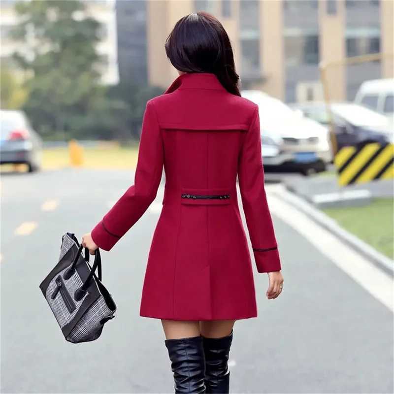 Long Woolen Coat Womens British Style Autumn Woolen Jacket Female Woolen Suit Winter jacket women Outercoat Women CardiganX241009