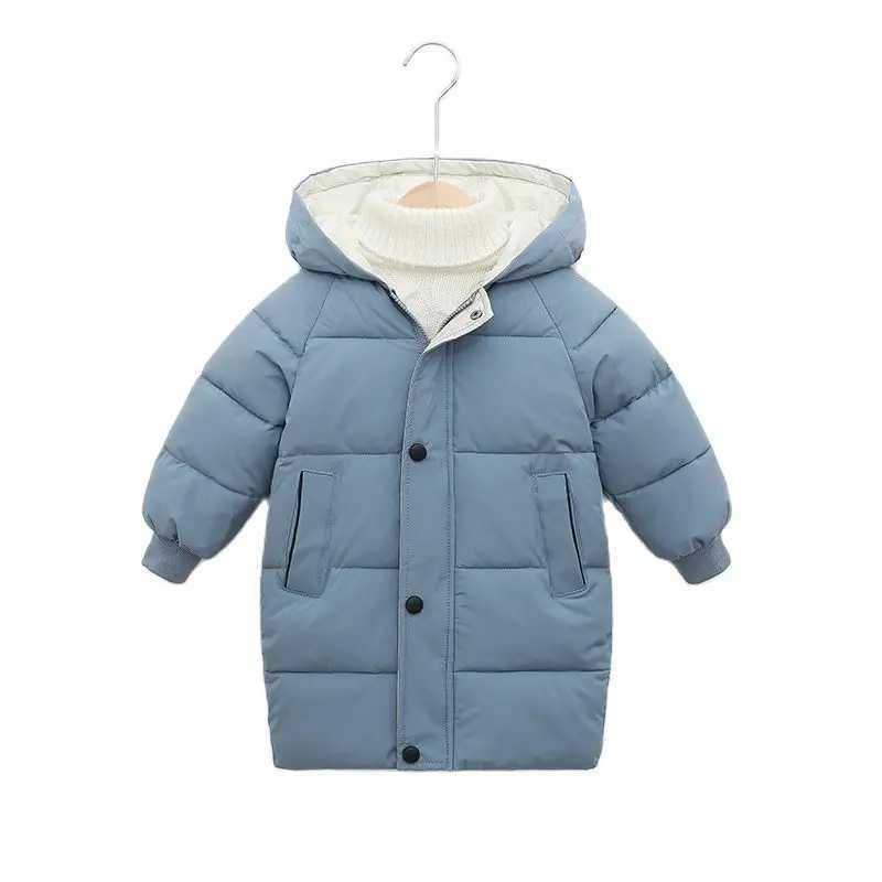 2-12Y Childrens Long Coat Winter Clothing Youth Boys and Girls Cotton Pads Parka Coats Large Childrens Thick Warm Cotton Jacket M241018