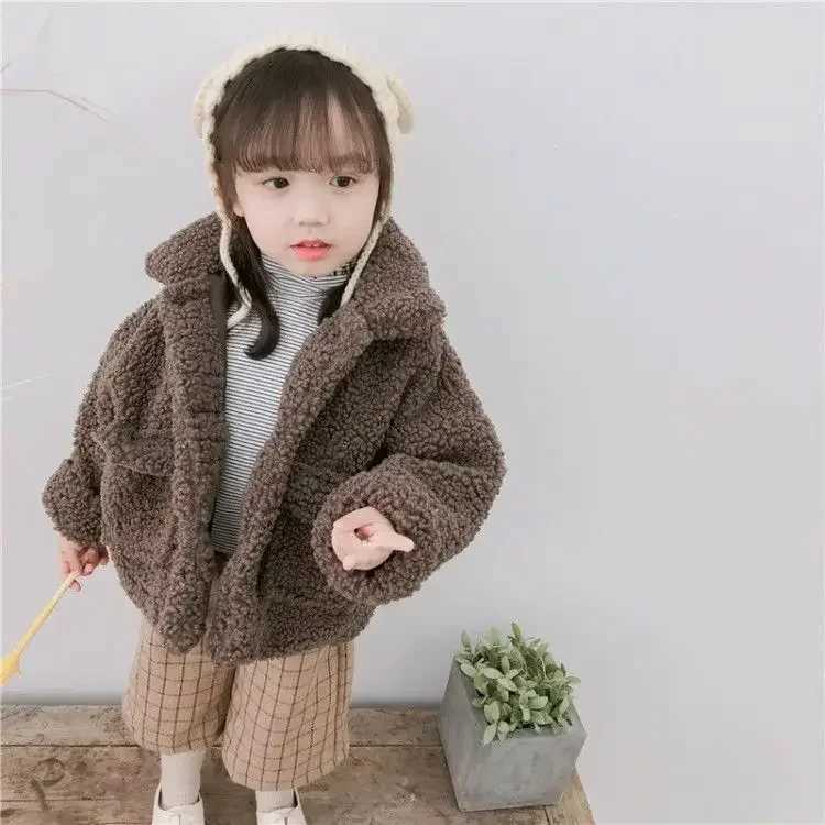 Womens Coat Autumn New Baby Sheepskin Plush Top Childrens Clothing Cotton Thick Sweater Warm M241018