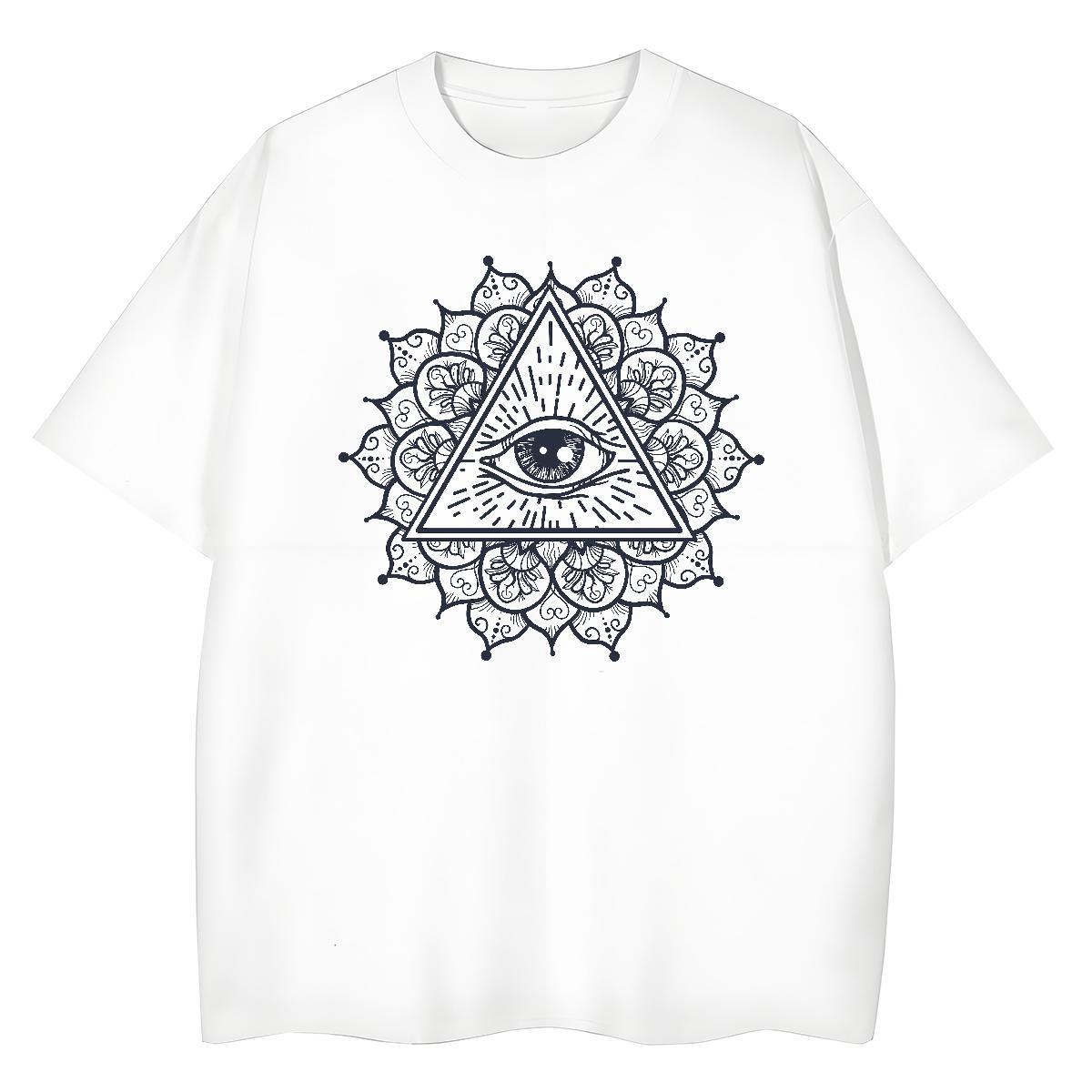 Casual New T-Shirts for Women 100% Cotton 230g Crew Neck Summer Casual eye of the devil Tshirt for Man Woman Female Anime Print Top Tees
