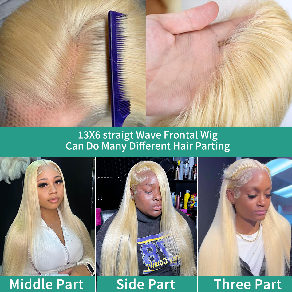 Poker Face 613 13X6 250% Honey Blonde Straight 40 42 Inches Front Human Wigs 13X4 Lace Frontal Wig Brazilian Remy Hair