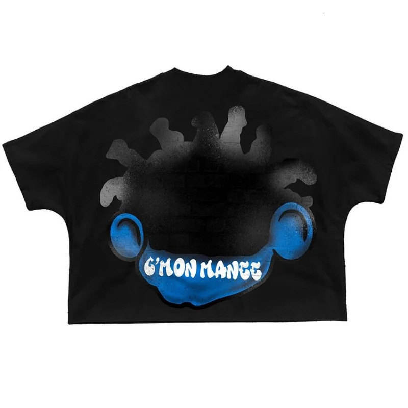 Vintage Cartoon Graphic 100% Cotton Cropped T-Shirts Men Y2K Summer Short Sleeves Casual Oversize Tshirt Streetwear Women Tops 241007