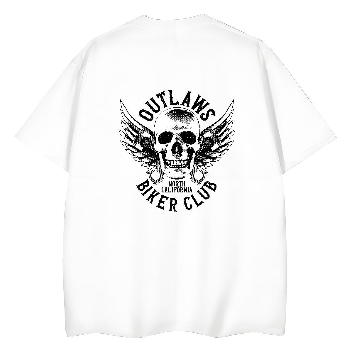 2024 T shirt 100% Cotton 230g Breathable Crew Neck Casual Sport skull Tshirt for Man Woman Popular Black Oversized Polos