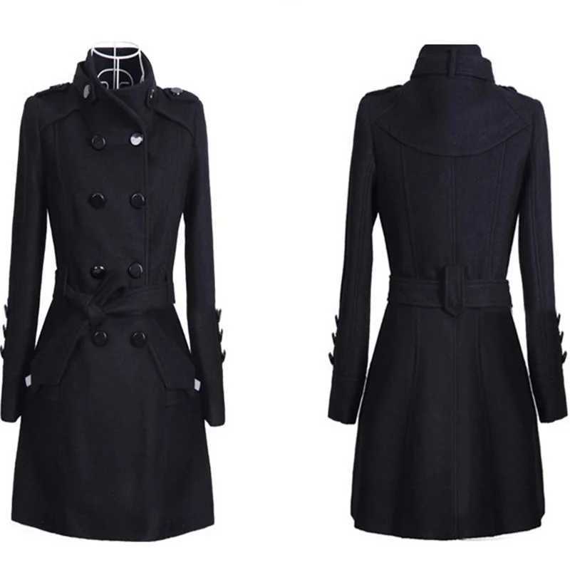 winter woolen coat with belt women new ladies autumn new Slim long sleeve woolen coats chic overcoatX241009