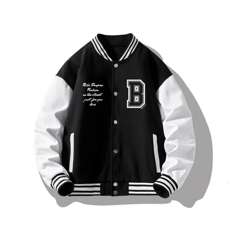 Korean Mens Baseball Jackets Embroidery Uniform Fashion Splicing Jacket Trendy Couple High Street Motorcycle Coat 241018