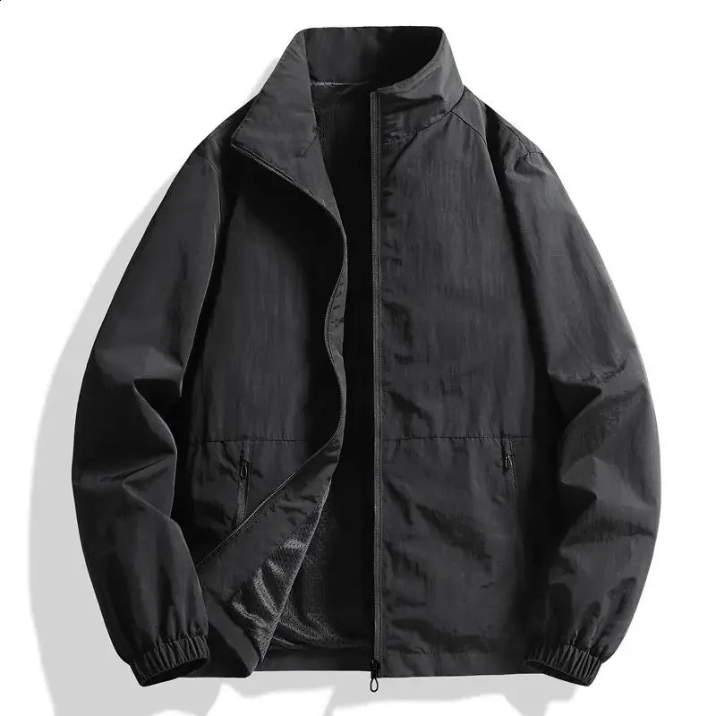 Plus Size Jacket Men Stand Collar Thin Coat Outdoor 5XL 6XL 7XL 8XL Waterproof Autumn Winter Fashion Loose Outwear Bomber 241009
