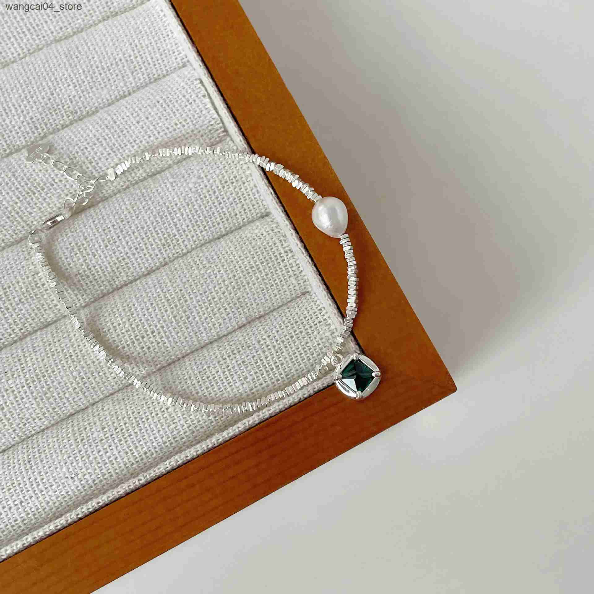 Chokers Popular 925 sterling silver green pendant pearl necklace suitable for womens necklaces exquisite jewelry accessories gifts L240910