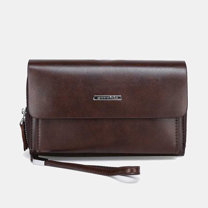Mens luxury clutch bag PU leather bag zipper long wallet passport holder phone bag porter accessories bag mens briefcase Z241018