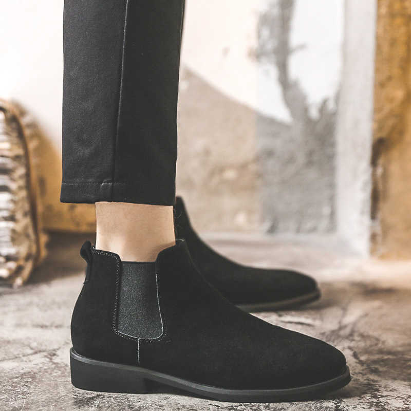 Martin Boot Chelsea Boots Mens Winter High Top Plush Ankle Boots Mens Boots Korean Versatile Short Boots Fashion Boots 240927