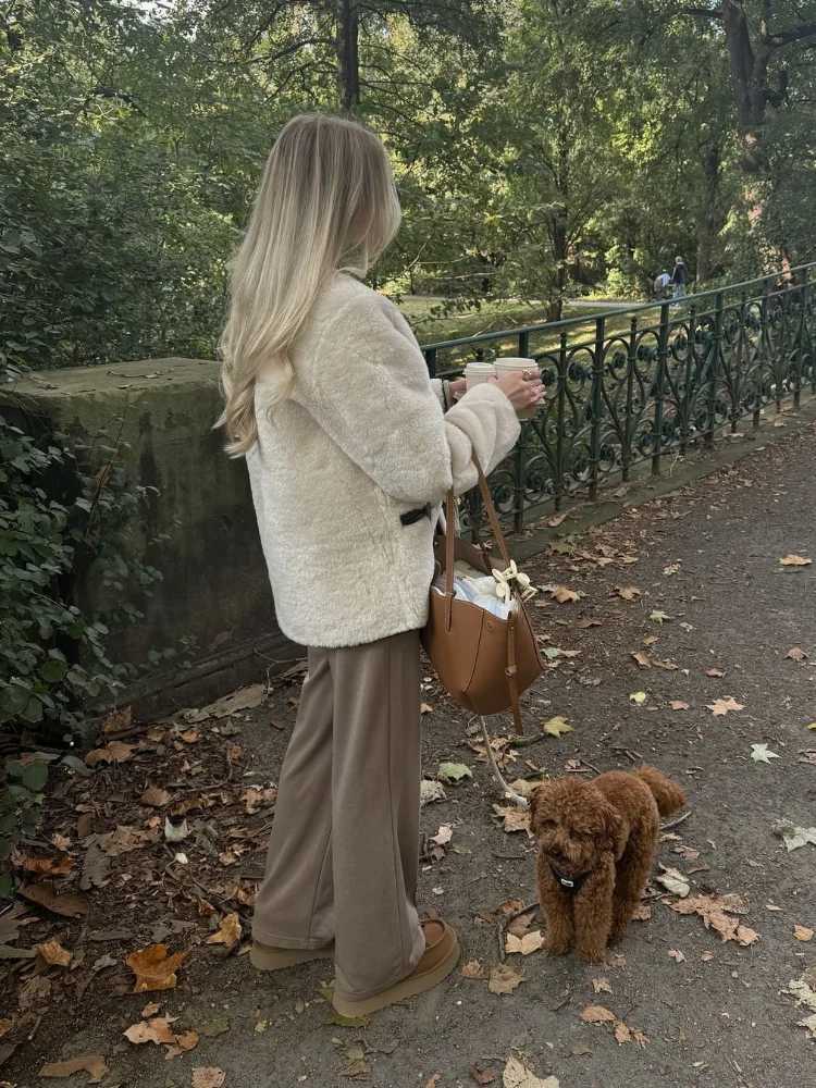 Casual Solid Lamb Wool Split Womens Jacket Fashion O-neck Double Breasted Pocket Coat Luxury Thick Lady High Street Outerwear X241018