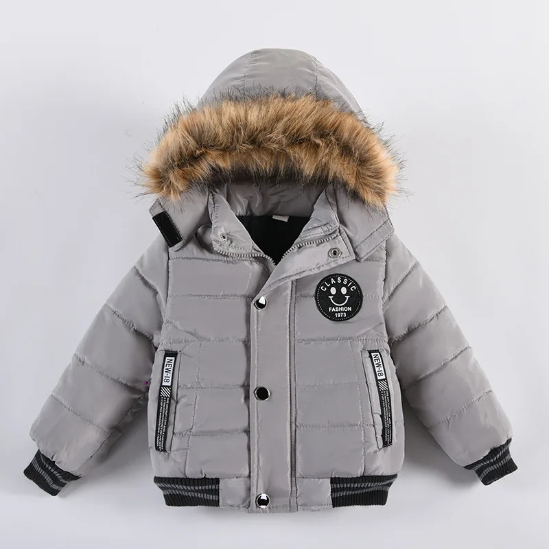 Autumn Winter Boys Jacket Keep Warm Baby Coat Hooded Zipper Fashion Fur Collar Outerwear 2 3 4 5 6 Years Kids Clothes 241018