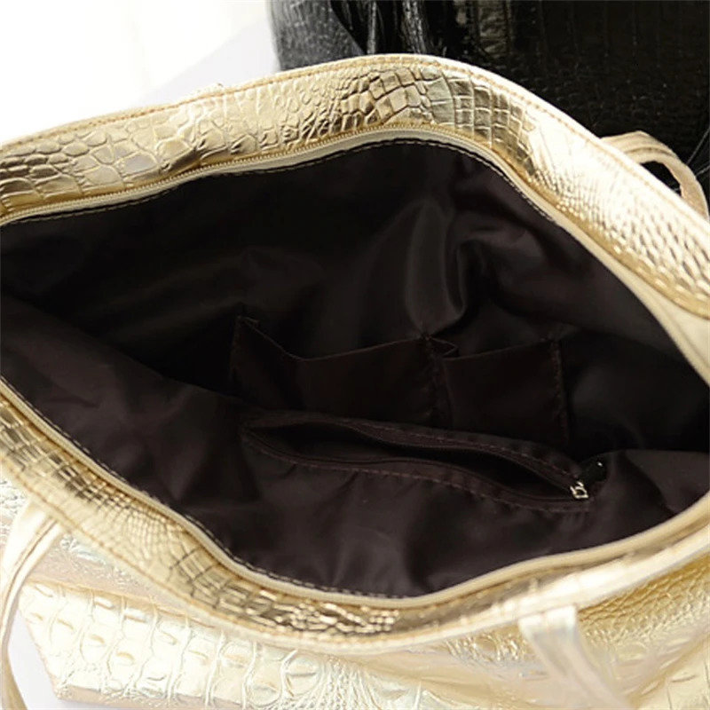 Fashion Casual Womens Shoulder Bag Silver Gold Black Handbag PU Leather Womens Large Handbag Womens Handbag 241018