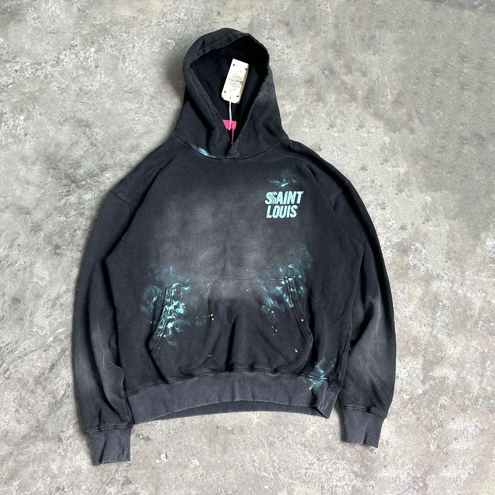 Yao Fashion SAINT OF MICHAEL Vintage Casual y Oversize Streetwear Hooded Sweatshirt Y2k Washed Old Hoodies For Men 241019
