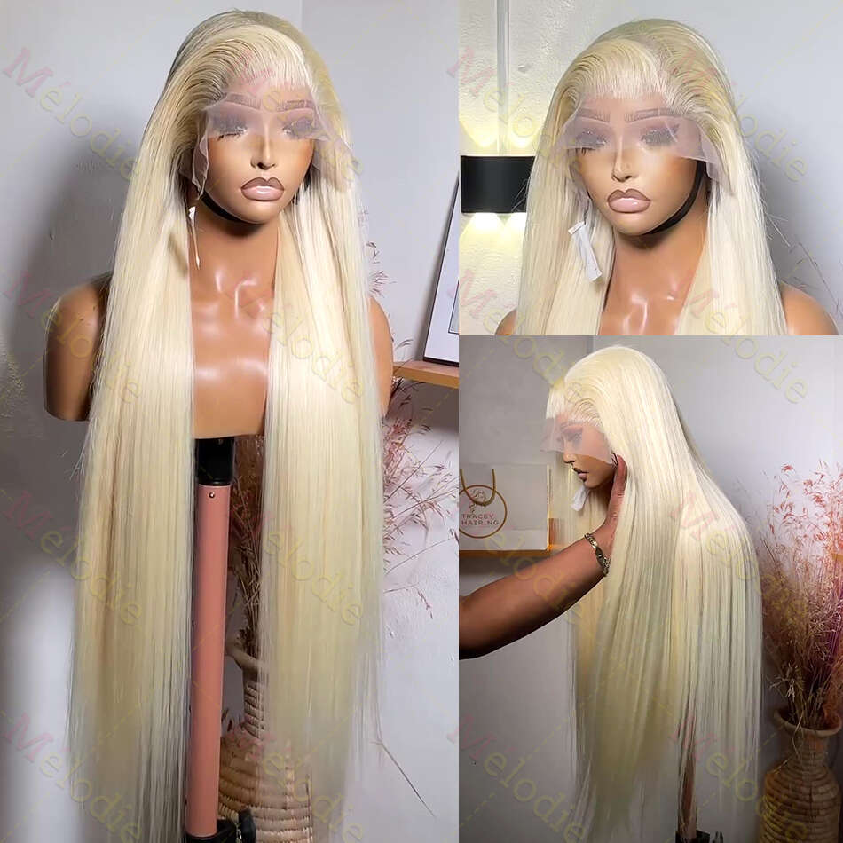 613 Honey Blonde HD Frontal 38 40 Inch 13x4 Lace Front Wig Human Hair Brazilian Straight Colored For Women
