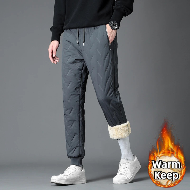Mens crotch less pants winter open crotch less thick sweat pants 7XL large sports casual pants with three hidden zippers 241018