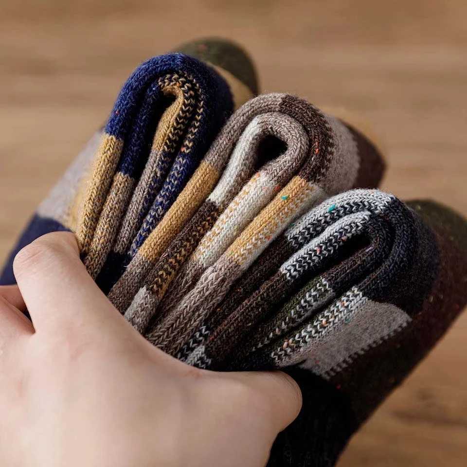 Polar Winter Warm Socks Man Super Thicker Solid Merino Wool Rabbit Heated Happy Socks Men Against Cold Snow Male Sock PairXJ241019