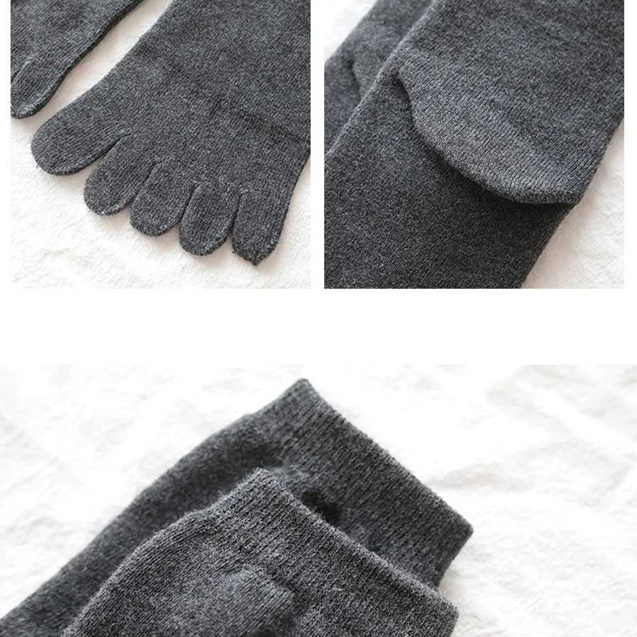 5 Pairs Winter Mans Terry Socks With ToesCotton Solid Thermal Thick Warm Soft Elastic Five Finger Socks Floor Short SokkenXJ241019