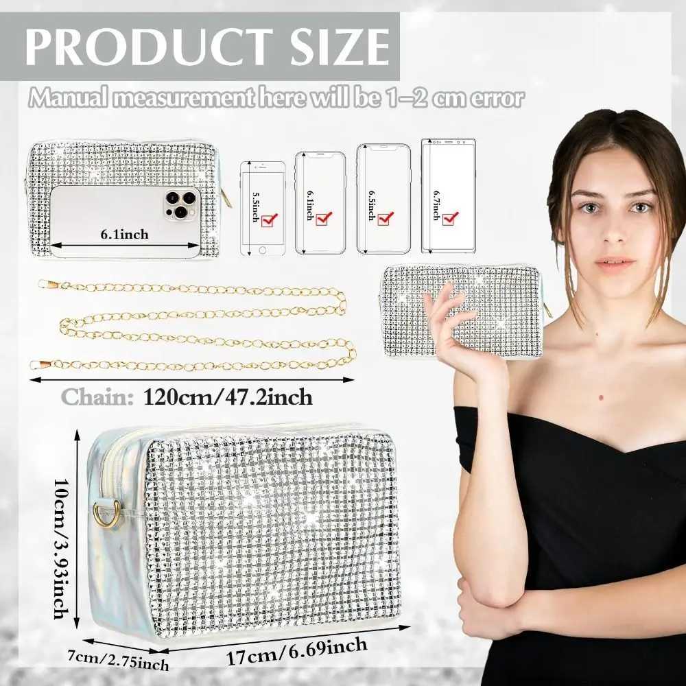 Sparkly Rhinestone clutch bag Bling evening handbag chain shoulder bag Y241019