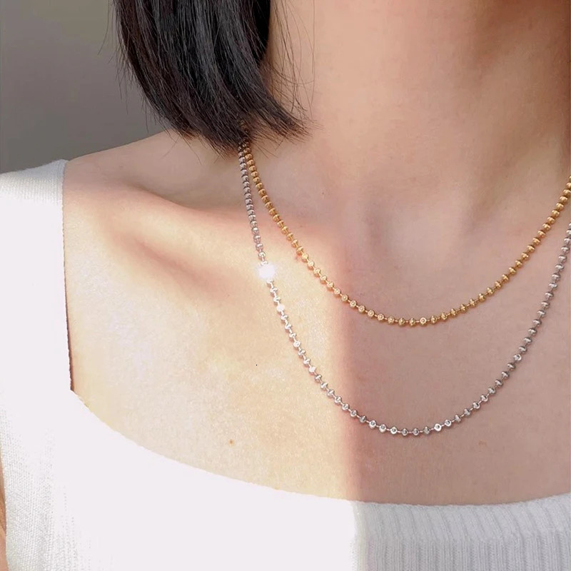 MIQIAO 925 sterling silver Italian womens necklace jewelry ball diamond cutting chain womens necklace length 40 45 50 55 60CM 241018